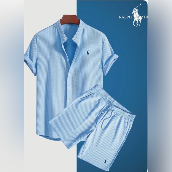 Ralph Lauren Light Blue Men's Shirt and Shorts Set - Picture 2 of 4